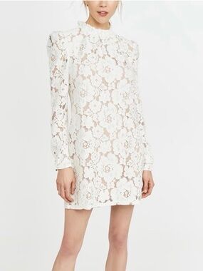 WAYF Emma Cream Lace Long Sleeve Mini Dress